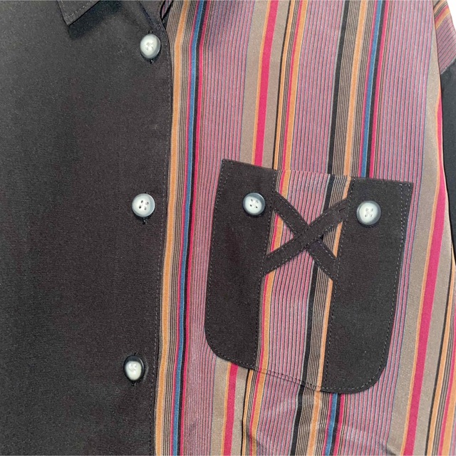 vintage ヴィンテージ レトロ古着 アンシンメトリー　シャツ長袖　黒　個性 メンズのトップス(シャツ)の商品写真