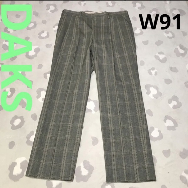 ヴィンテージ 古着 DAKS チェックセンタープレスタックスラックス W91