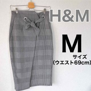 エイチアンドエム(H&M)の【H&M】チェックタイトスカート　膝丈　11号程度(ひざ丈スカート)