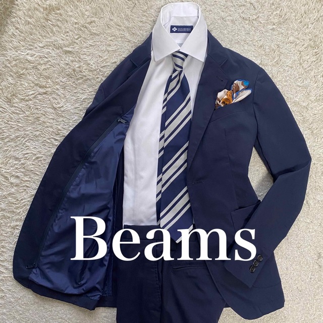 BEAMS+ 日本製セットアップ 34 ネイビー無地-