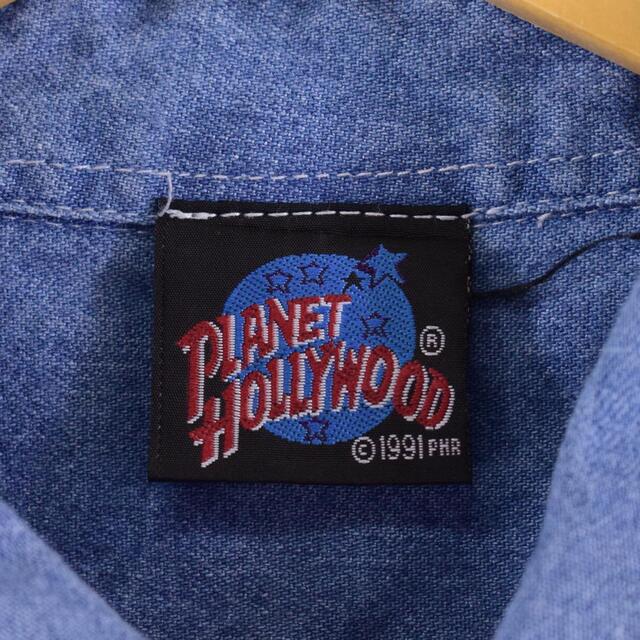 PLANET HOLLYWOOD 長袖 刺繍 ボタンダウンデニムシャツ メンズXXL ヴィンテージ /eaa319267