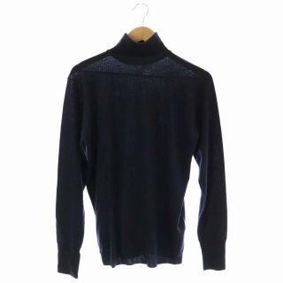 ジョンスメドレー(JOHN SMEDLEY)のジョンスメドレー ウールタートルネックニット カットソー 長袖 M 紺 ネイビー(ニット/セーター)