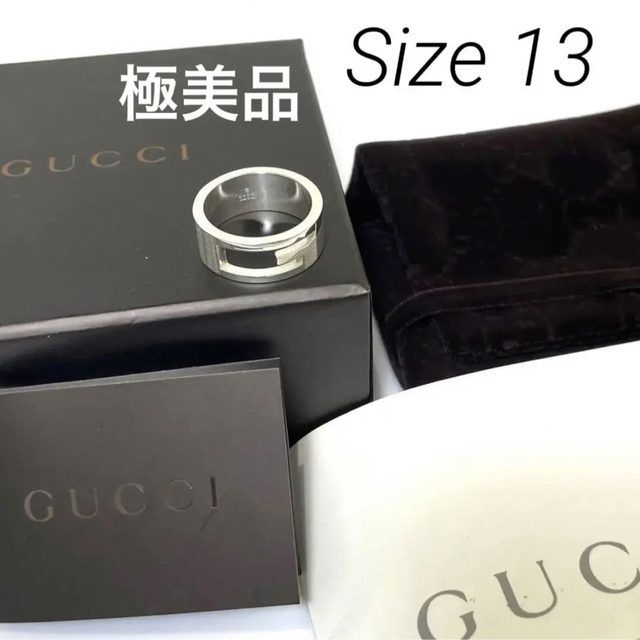 Gucci(グッチ)の【鏡面✨】GUCCIブランデッドGリング刻印14 日本サイズ13 箱　袋　カード メンズのアクセサリー(リング(指輪))の商品写真