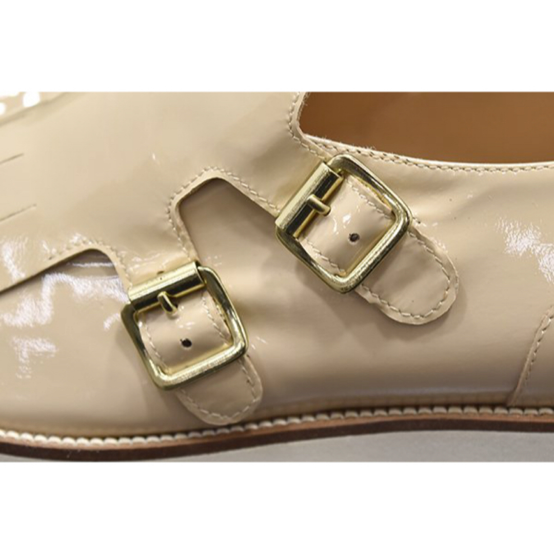 LucaGrossi(ルカグロッシ)のLUCA GROSSI キルトダブルモンク 牛革 パテントシューズ 38 レディースの靴/シューズ(ローファー/革靴)の商品写真