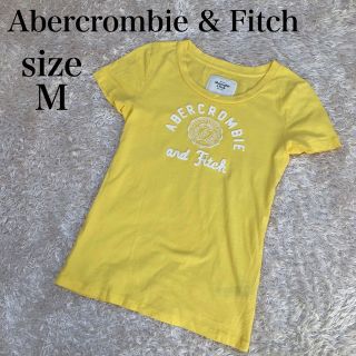 アバクロンビーアンドフィッチ(Abercrombie&Fitch)のアバクロンビー&フィッチ  半袖Tシャツ　カットソー　白色ロゴ　Mサイズ　黄色(Tシャツ(半袖/袖なし))