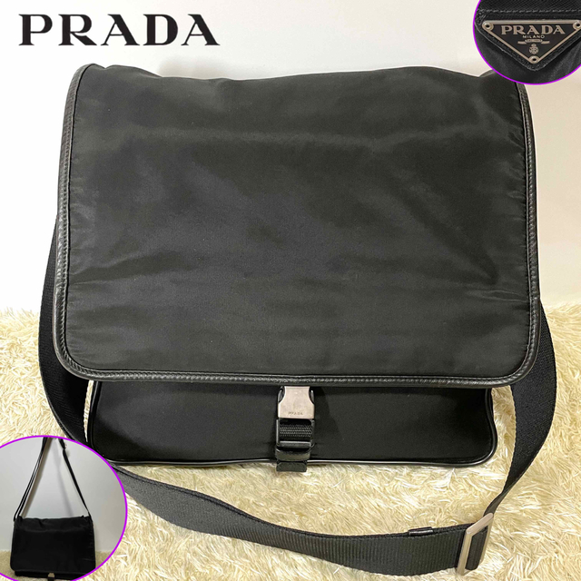 PRADA(プラダ)の美品 プラダ メッセンジャーバッグ ショルダーバッグ ナイロン レザー レディースのバッグ(メッセンジャーバッグ)の商品写真