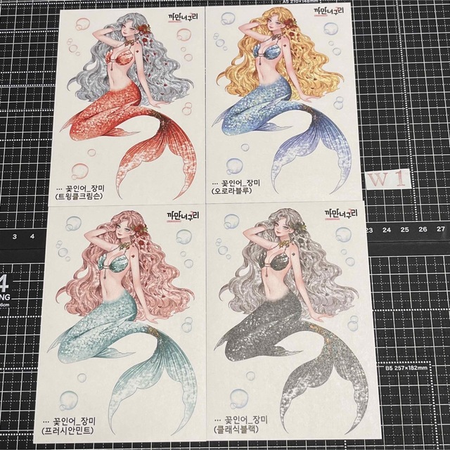 海外ステッカーW1】黒いたぬき様 人魚 フラワーマーメイド 海外ステッカーW1】黒いたぬき様 人魚 フラワーマーメイド