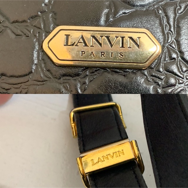 LANVIN - LANVIN PARIS VINTAGE フランス製 クロコ型押し レザーバッグ