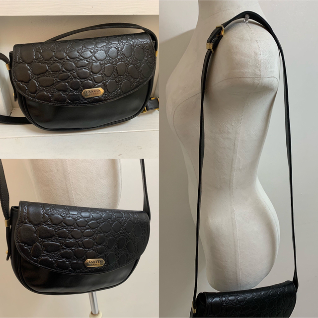 LANVIN PARIS VINTAGE フランス製 クロコ型押し レザーバッグ 男の子