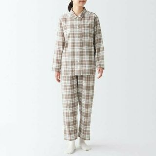 ムジルシリョウヒン(MUJI (無印良品))の〓新品〓 無印良品 脇に縫い目のない 二重ガーゼパジャマ／ブラウン柄／Ｍ(パジャマ)