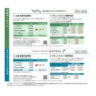 ホンダ(ホンダ)の迅速対応！本田技研工業　株主優待券　鈴鹿サーキット・モビリティリゾートもてぎ(遊園地/テーマパーク)