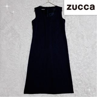 ズッカ(ZUCCa)のZUCCa ズッカ Aライン ノースリーブ ワンピ ネイビー M 日本製(ひざ丈ワンピース)