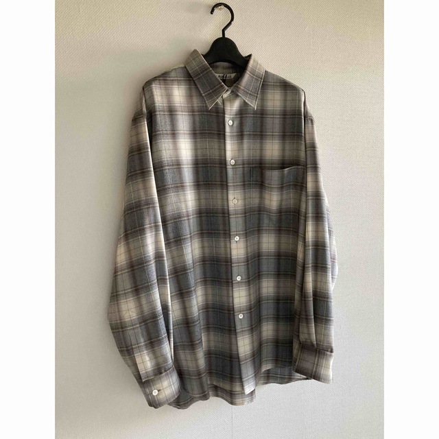 AURALEE SUPER LIGHT WOOL CHECK SHIRTS