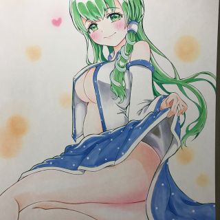 東方　早苗　手描きイラスト(アート/写真)