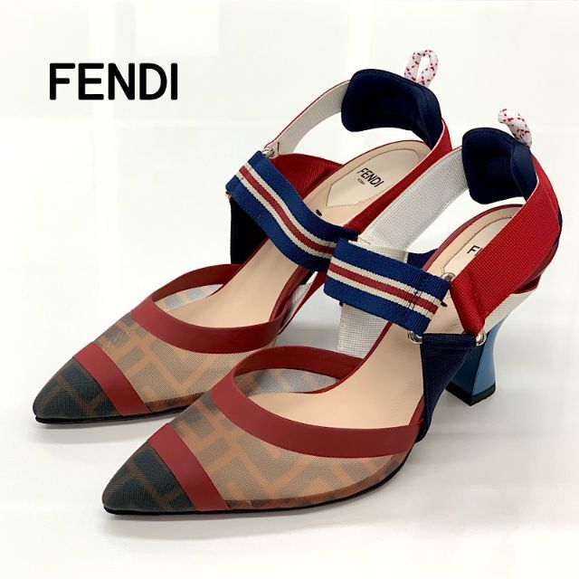 FENDI(フェンディ)の6197 フェンディ コリブリ メッシュ ズッカ スリングバック パンプス レディースの靴/シューズ(ハイヒール/パンプス)の商品写真