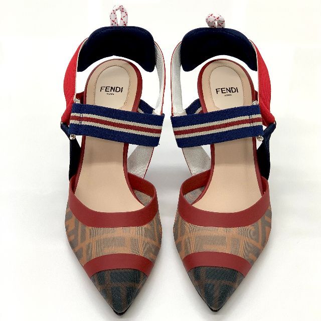 FENDI - 6197 フェンディ コリブリ メッシュ ズッカ スリングバック