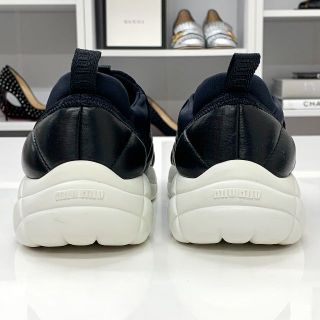 miumiu - 6242 ミュウミュウ レザー ビジュー キルティング スニーカー