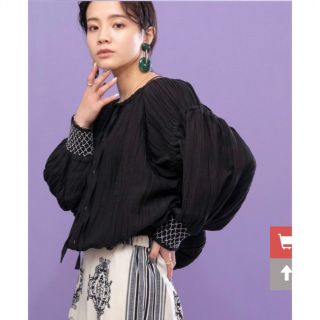【未着用】半額以外 Eimee Law ギャザースリーブ ドロストブラウス 茶