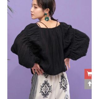【未着用】半額以外 Eimee Law ギャザースリーブ ドロストブラウス 茶