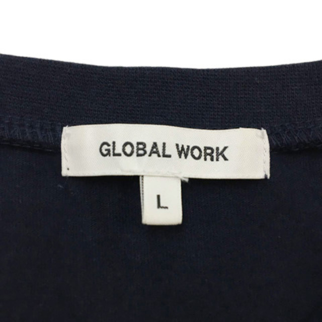 GLOBAL WORK(グローバルワーク)のグローバルワーク カットソー Tシャツ プルオーバー ビジュー 半袖 L 紺 レディースのトップス(カットソー(半袖/袖なし))の商品写真