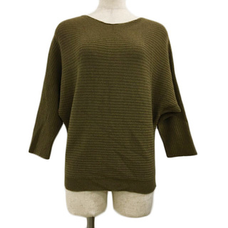 アンタイトル(UNTITLED)のアンタイトル セーター ニット プルオーバー リブ ウール 七分袖 2 緑 茶(ニット/セーター)