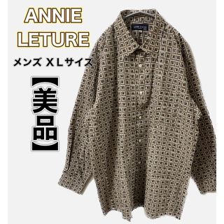 美品 【ANNIE LETURE】 メンズ 長袖シャツ 総柄 デザイン ＸＬ(シャツ)