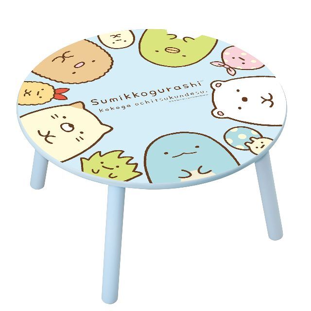 【人気商品】すみっコぐらし まるい木製テーブル 56cm 水色