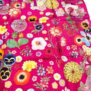 GUCCI グッチ 大判スカーフ ストール 花柄 パンプキン シルク100% 小物 24