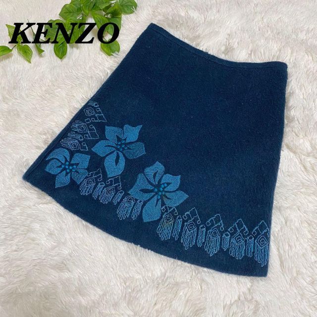 KENZO JUNGLE ケンゾー 台形 スカート 刺繍　花柄　膝丈