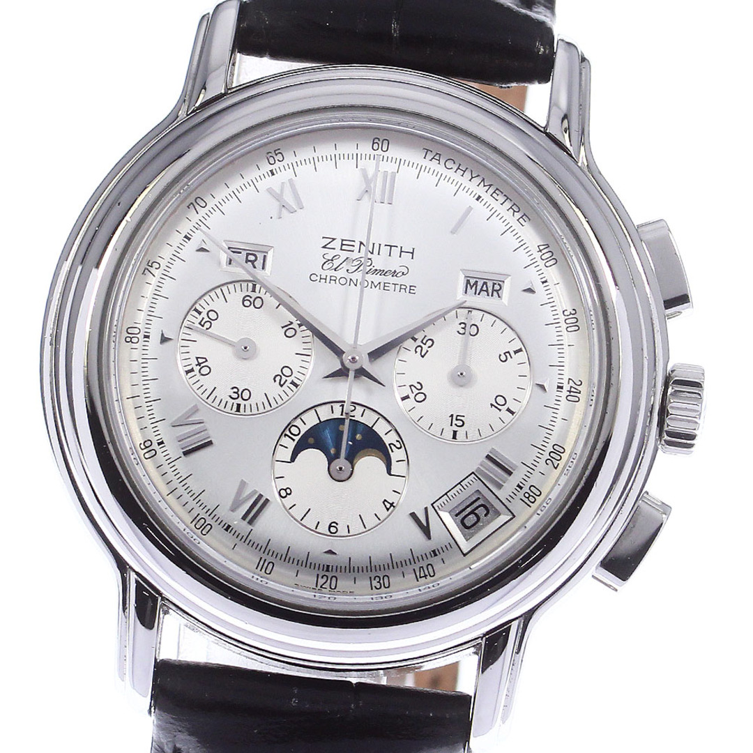 ゼニス ZENITH 14/01.0240.410 クロノマスター ムーンフェイズ トリプルカレンダー 自動巻き メンズ 良品 _740727