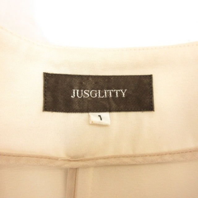 JUSGLITTY(ジャスグリッティー)のジャスグリッティー ノーカラージャケット 七分袖 薄手 ベージュ 1 レディースのジャケット/アウター(その他)の商品写真