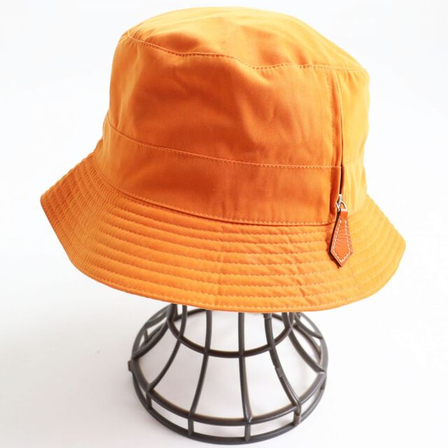 美品○HERMES エルメス ZIPポケット付き 裏地刺繍入り バケットハット ...