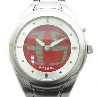 フォッシル(FOSSIL)のフォッシル クォーツ腕時計 アナログ デジタル 銀色 稼働品 電池交換済み(腕時計)