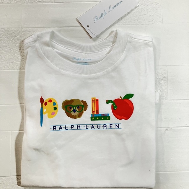 Ralph Lauren(ラルフローレン)の18m85cm  半袖　ベア＆リンゴ柄POLOロゴ　Tシャツ  ラルフローレン キッズ/ベビー/マタニティのベビー服(~85cm)(Ｔシャツ)の商品写真