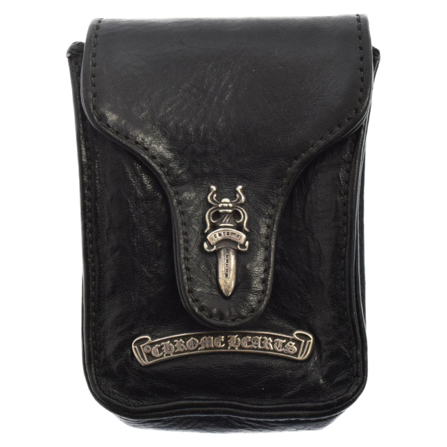 110センチ横幅CHROME HEARTS クロムハーツ BLT POUCH CIGARETTE CASE ダガー付きレザーシガレットケース レザータバコケース ブラック