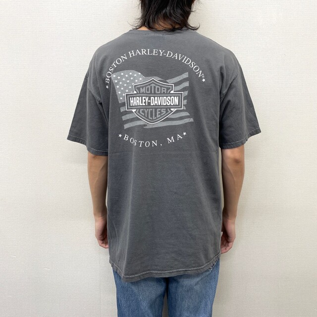 ゆうパケット対応 ハーレーダビッドソン HARLEY-DAVIDSON Tシャツ 半袖 ロゴ プリント サイズ：XL ブラック MADE IN U.S.A   mellow Bravado