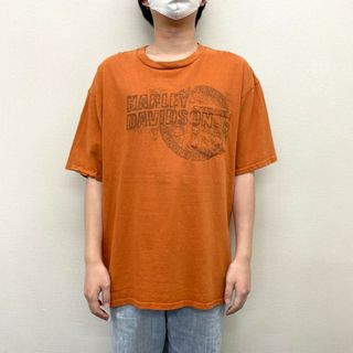 ハーレー(Hurley)の【中古】 ハーレーダビッドソン HARLEY-DAVIDSON Tシャツ 半袖 ロゴ 両面プリント ポケット付き サイズ：2XL ダークオレンジ MADE IN U.S.A 古着 中古 mellow(Tシャツ/カットソー(半袖/袖なし))