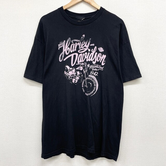 ゆうパケット対応 ハーレーダビッドソン HARLEY-DAVIDSON Tシャツ 半袖 ロゴ 両面プリント サイズ：MEN'S L位 ブラック   mellow