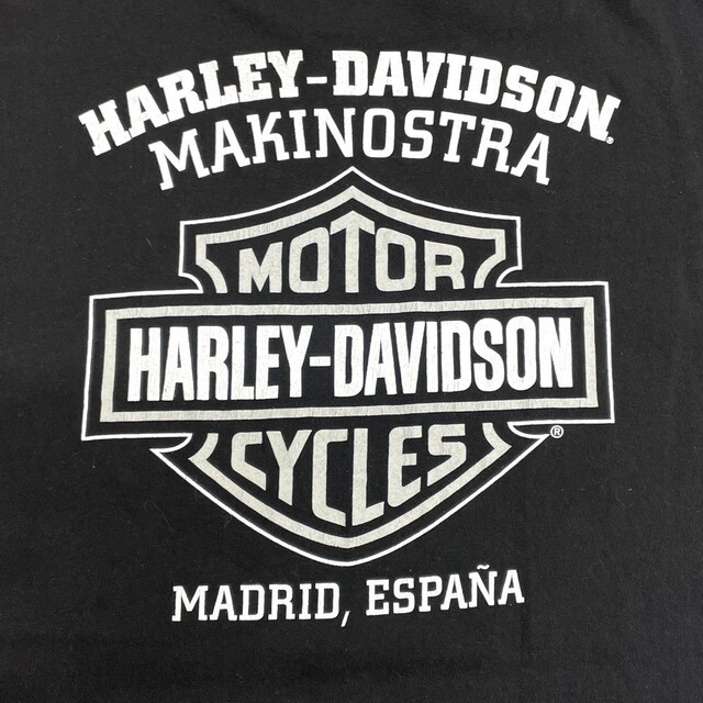 Hurley(ハーレー)の【中古】 ゆうパケット対応 ハーレーダビッドソン HARLEY-DAVIDSON Tシャツ 半袖 ロゴ 両面プリント サイズ：MEN'S L位 ブラック 古着 中古 mellow メンズのトップス(Tシャツ/カットソー(半袖/袖なし))の商品写真