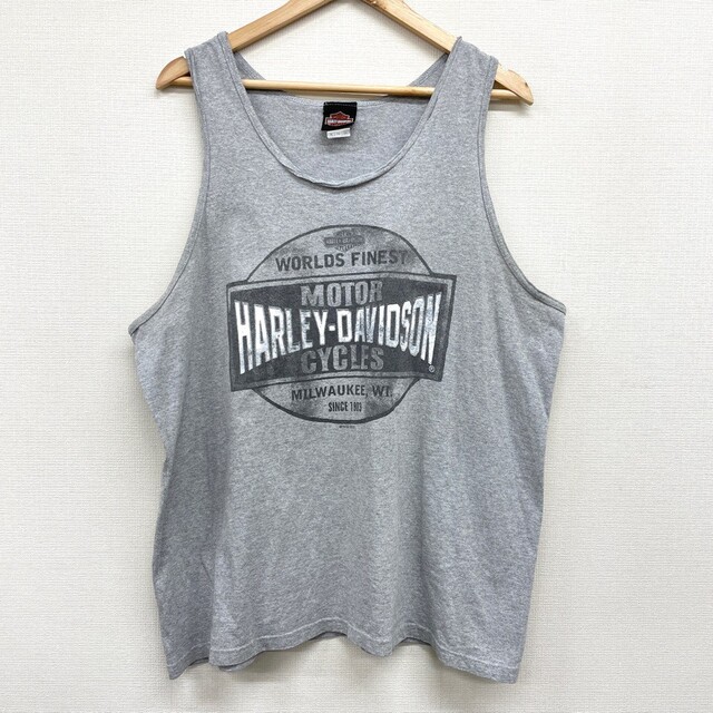 Hurley(ハーレー)の【中古】 ゆうパケット対応 ハーレーダビッドソン HARLEY-DAVIDSON コットン×ポリエステル タンクトップ ロゴ 両面プリント サイズ：XL グレー 古着 中古 mellow メンズのトップス(タンクトップ)の商品写真