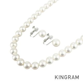 ミキモト MIKIMOTO アコヤ真珠 6.5-6.0mm ネックレス 43cm ピアス 2点セット SV K18 WG シルバー パール VLP 90176312