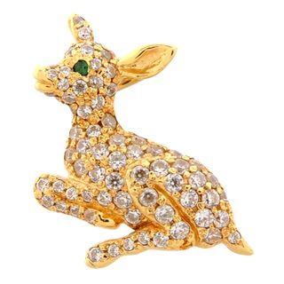 ジャスティンデイビス ペンダントトップ MEOW レオパード ペンダントトップ 18K×ダイヤモンド×エメラルド ゴールド