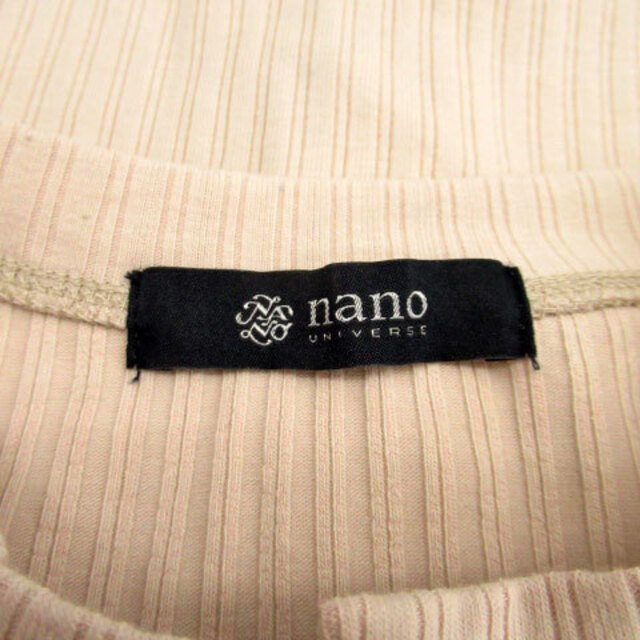 nano・universe(ナノユニバース)のナノユニバース リブニット カットソー 五分袖 ヘンリーネック F ベージュ レディースのトップス(ニット/セーター)の商品写真
