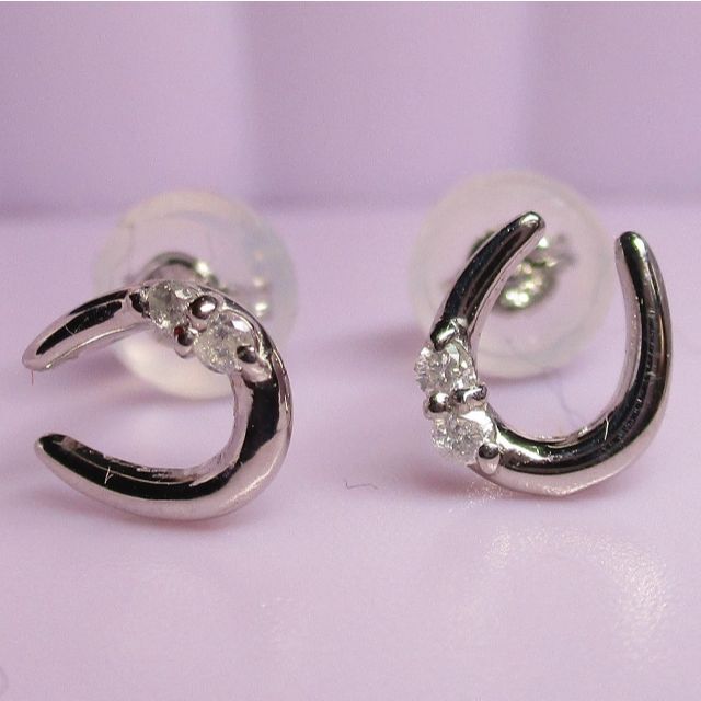 【新品】pt900/プラチナ/ダイヤモンド0.04ct/馬蹄ピアス 6