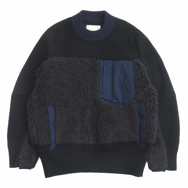 美品◆SACAI ドッキングニットセーター