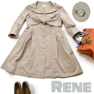 ルネ(René)のReneルネ■美品　カメリアボタンスプリングコート　ベージュ　38/M～L(スプリングコート)