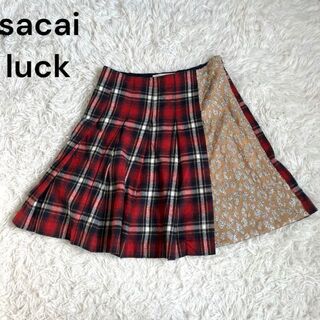 サカイラック(sacai luck)のsacai luck サカイラック　スカート　チェック　柄　ドッキング(ひざ丈スカート)