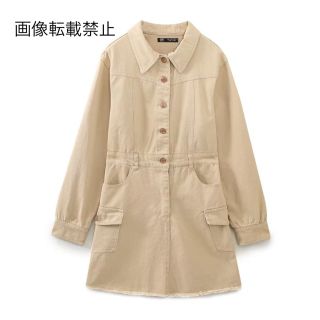 🎓3月新作🏫10703◇デニム シャツワンピース(ミニワンピース)