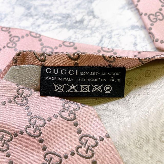 Gucci - 1514希少極美1回 GUCCI GG柄 ネクタイ 高級シルク100% ピンク