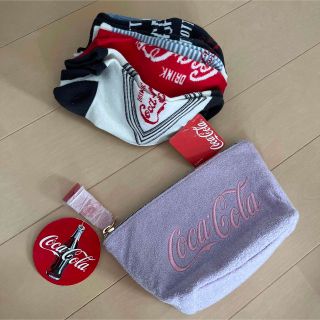 コカコーラ(コカ・コーラ)のCoca Cola コカコーラ　正規品　レディースソックス5足　ポーチ　セット(ノベルティグッズ)